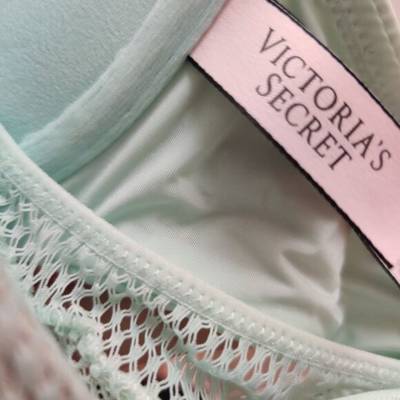 Victorias Secret Bra T-Shirt Push Up Full Coverage Mesh Racerback Mint Green 32C - Picture 3 of 4